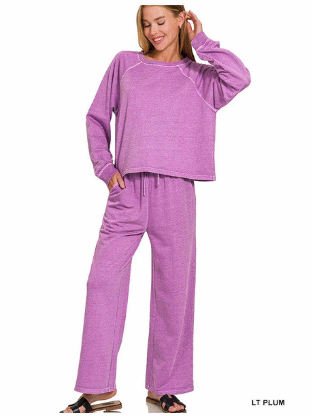 4 ❤️ WASHED FRENCH TERRY
ROUND NECK PULLOVER &
PANTS SET